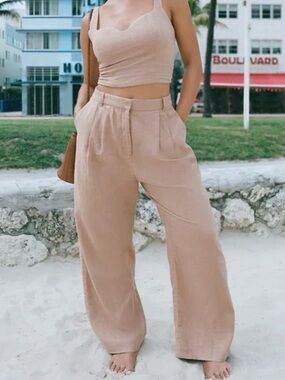 Abercrombie & Fitch Tan Wide Leg Pants